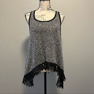 Moon Collection Blouse Shirt Tank Top M Black White Lace Sleeveless Gift